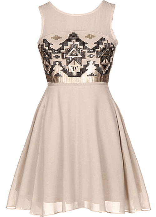 Sequin Aztec Skater Dress